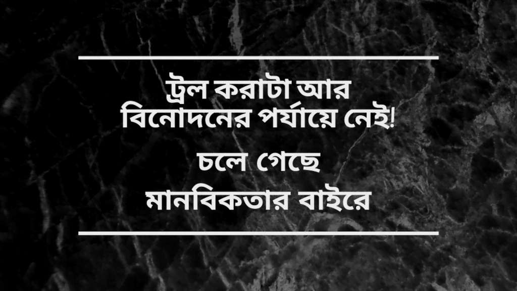 ট্রল করাটা আর বিনোদনের পর্যায়ে নেই